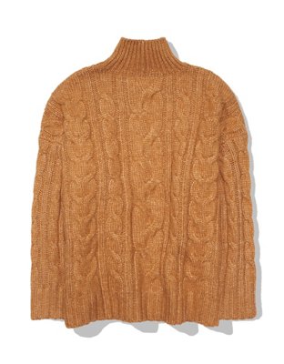 AE Cable Knit Mock Neck Sweater