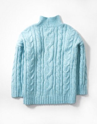 AE Cable Knit Mock Neck Sweater