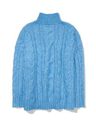 AE Cable Knit Mock Neck Sweater