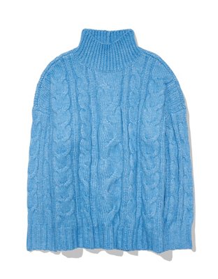 AE Cable Knit Mock Neck Sweater