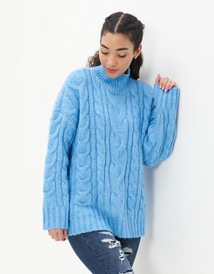 Cable mock hot sale neck sweater