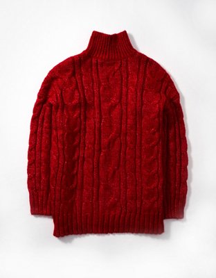 AE Cable Knit Mock Neck Sweater