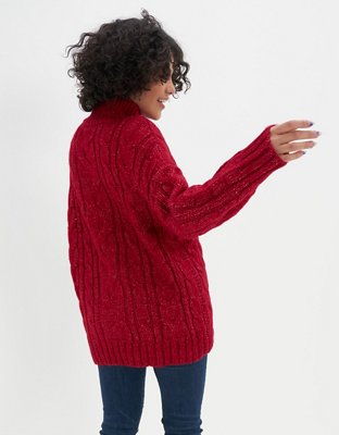AE Cable Knit Mock Neck Sweater