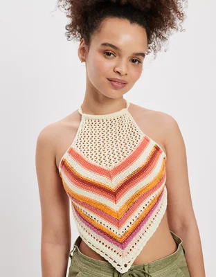 AE Crochet OpenBack Halter Top