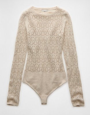 AE Wispy-Knit Long-Sleeve Bodysuit