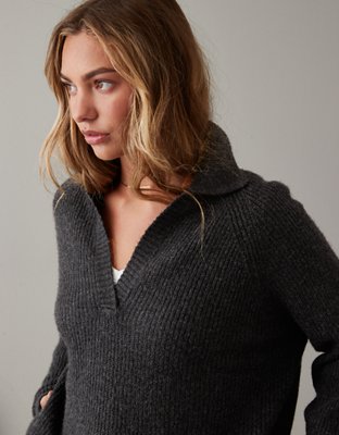 AE Whoa So Cozy Waffle V-Neck Sweater