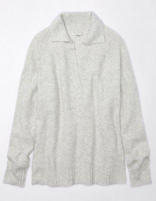 JDEFEG Soft Oversize Sweater Women's Stacked Collar Color Contrast