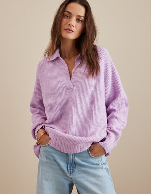 AE Whoa So Cozy Waffle V-Neck Sweater