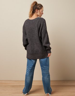 AE Whoa So Cozy Waffle V-Neck Sweater