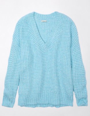 Ae Women's Whoa So Cozy Waffle V-Neck Sweater