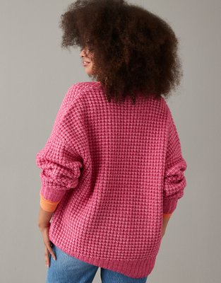 AE Whoa So Cozy Waffle V-Neck Sweater