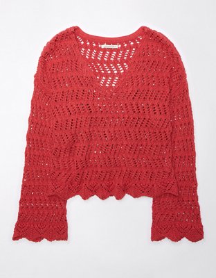 AE Crochet V-Neck Sweater