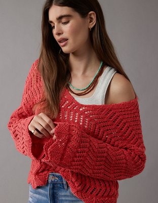 AE Crochet V-Neck Sweater