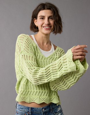 AE Crochet V-Neck Sweater