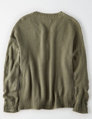 AE Oversized Henley Pullover Sweater
