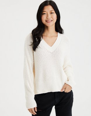 white v neck sweater