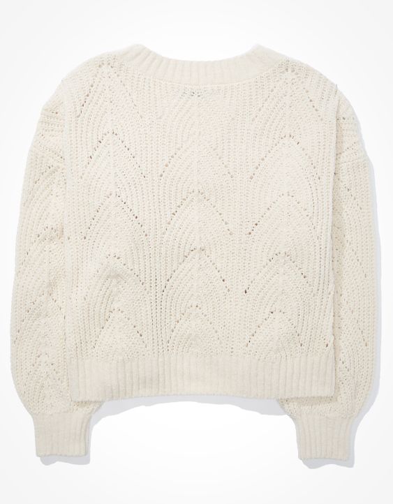 AE Chenille Pointelle V-Neck Sweater