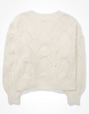 AE Chenille Pointelle V-Neck Sweater