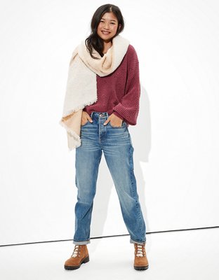 AE Chenille Pointelle V-Neck Sweater