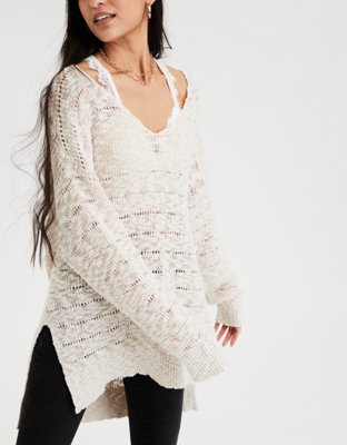 oversized v neck sweatshirt