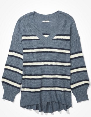 ae striped crew neck oversized sweater