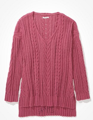 AE Cable Knit V-Neck Sweater