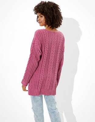 AE Cable Knit V-Neck Sweater