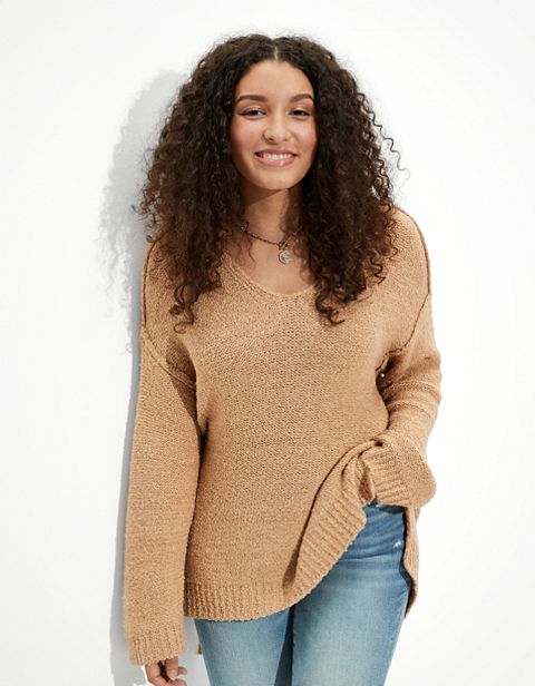 Женские свитеры American Eagle AE Oversized Textured V-Neck Sweater