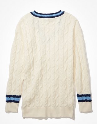 AE Oversized V-Neck Cable Knit Sweater