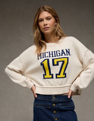 AE Michigan Wolverines Cropped Sweater