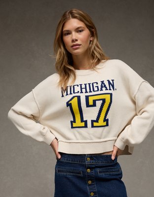 AE Michigan Wolverines Cropped Sweater