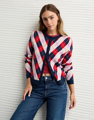 AE x The Summer I Turned Pretty Crew Neck Argyle Cardigan
