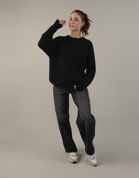 Женские свитеры American Eagle AE Oversized Waffle Crewneck Sweater