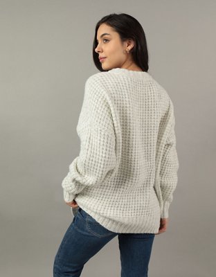 AE Oversized Waffle Crewneck Sweater