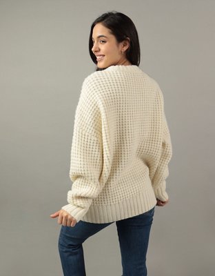 AE Suéter Extragrande con Textura tipo Waffle y Cuello Redondo
