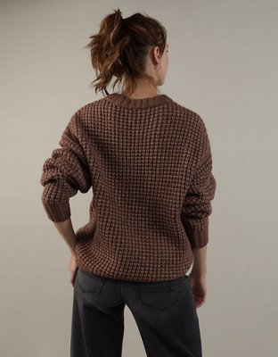 AE Suéter Extragrande con Textura tipo Waffle y Cuello Redondo