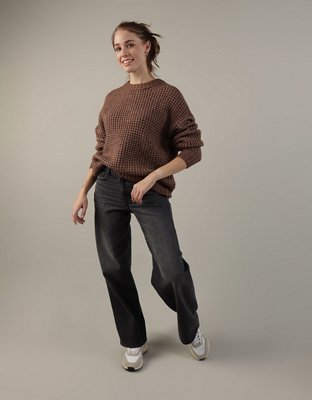 AE Suéter Extragrande con Textura tipo Waffle y Cuello Redondo
