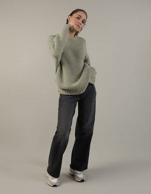 AE Oversized Waffle Crewneck Sweater