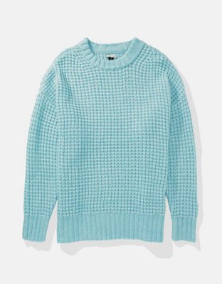 Blue Waffle Knit Sweater