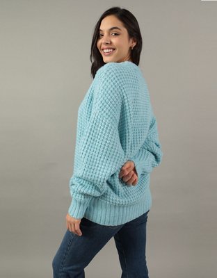 AE Suéter Extragrande con Textura tipo Waffle y Cuello Redondo