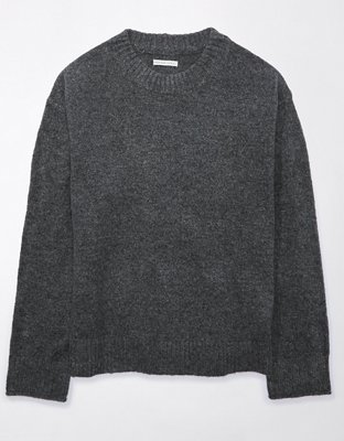 Dark Grey Soft Knit Crew Neck Relaxed Fit Jumper