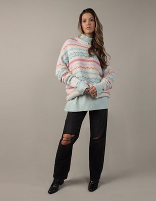 AE Oversized Fair Isle Crewneck Sweater