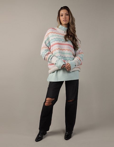 Женские свитеры American Eagle AE Oversized Fair Isle Crewneck Sweater