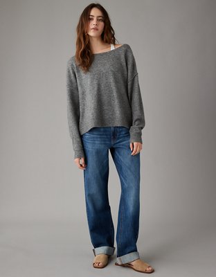 Oh So Soft Crop Knit Sweater - Light Blue