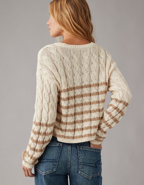 AE Cropped Cable-Knit Sweater
