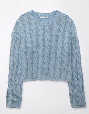 Ae cropped rib hot sale knit pullover sweater