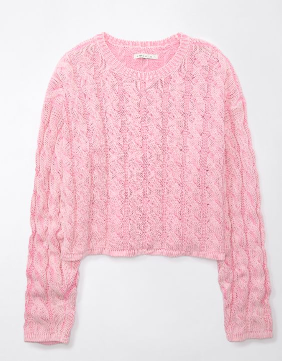 AE Cropped Cable-Knit Sweater