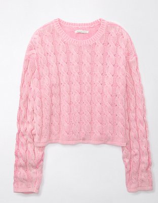 Ae cable knit crew neck sweater hot sale