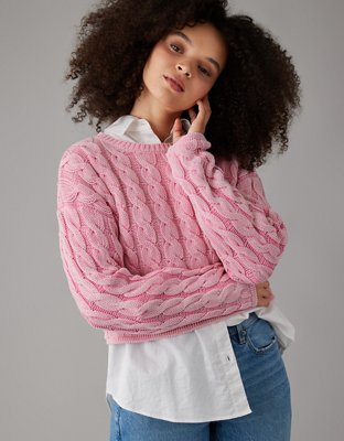 AE Cropped Cable-Knit Sweater