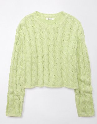AE Cropped Cable-Knit Sweater